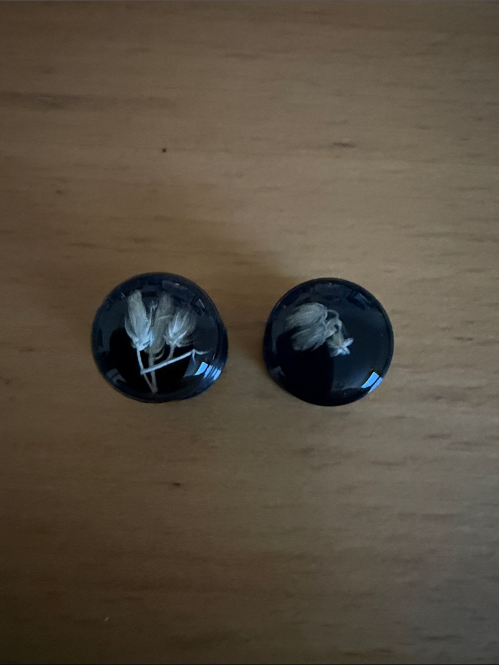 Handmade Black Resin Floral 00g Earrings